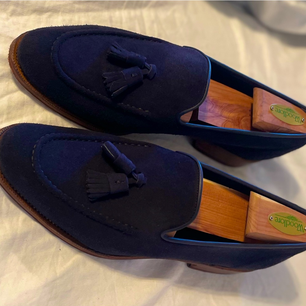 Meermin Tassel Loafer Blue Suede UK 8 Us 8.5